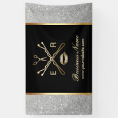 Makeup Artist Hair Stylist Modern Silver Glitter Spandoek (Verticaal)