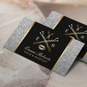 Makeup Artist Hair Stylist Modern Silver Glitter Visitekaartje