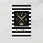 Makeup Artist Hair Stylist Modern Stripes Salon Visitekaartje (Voorkant)