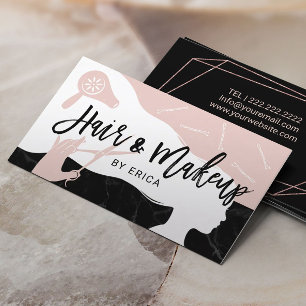 Makeup Artist Hair Stylist Roze Zwarte marmer Salo Visitekaartje