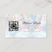 Makeup Artist Holographic Glitter QR Code Metallic Visitekaartje (Achterkant)