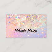 Makeup Artist Holographic Glitter QR Code Roze Visitekaartje (Voorkant)