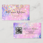 Makeup Artist Holographic Sparkly Glitter QR Code Visitekaartje (Voorkant / Achterkant)