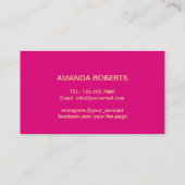 Makeup Artist Hot Pink Gold Script Modern Visitekaartje (Achterkant)