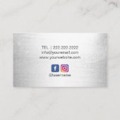 Makeup Artist Hot Pink Lips Moderne Zilver Salon Visitekaartje (Achterkant)