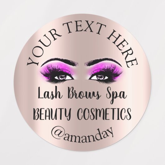 Makeup Artist Lash Brows Pink Eyes Roos Labels (Design 2)