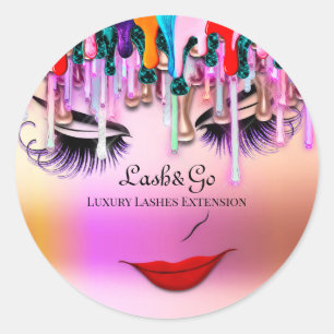 Makeup Artist Lash Extension Drives Ombre Roze Ronde Sticker