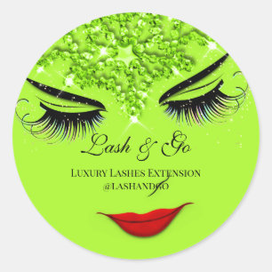 Makeup Artist Lash Extension Lips Green Diamond Ronde Sticker