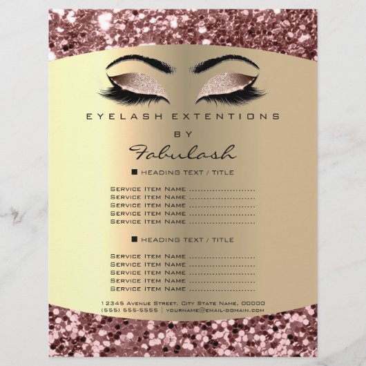 Makeup Artist Lash Extension Roos Gold Flyer Price (Voorkant)