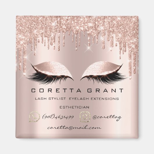 Makeup Artist Lashes Extension Roos Drip Mail Phon Magneet (Voorkant)