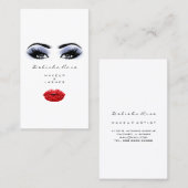Makeup Artist Lashes Smoky Blue Red Lips Microblad Visitekaartje (Voorkant / Achterkant)
