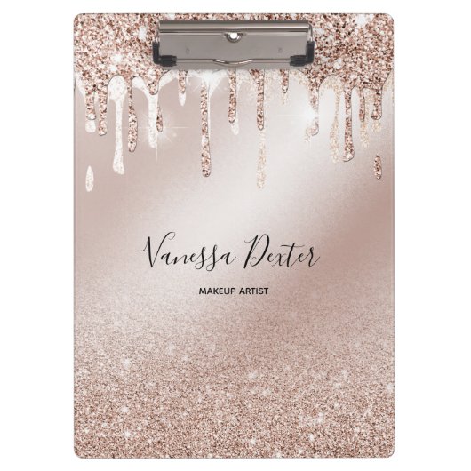 Makeup Artist Lashes Spark Drips Rose Gold Klembord (Voorkant)