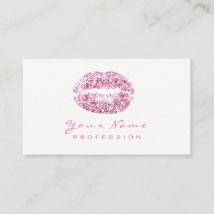 Makeup Artist Lips Beauty Glitter Pink Rose White Visitekaartje