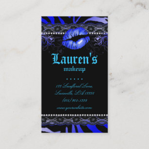 Makeup Artist Lips N Lace Blue Zebra Modern Visitekaartje