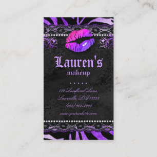Makeup Artist Lips N Lace Paars Zebra Visitekaartje