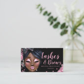 Makeup Artist Luxe Glitter Pink Black Eyelashes Visitekaartje (Staand voorkant)