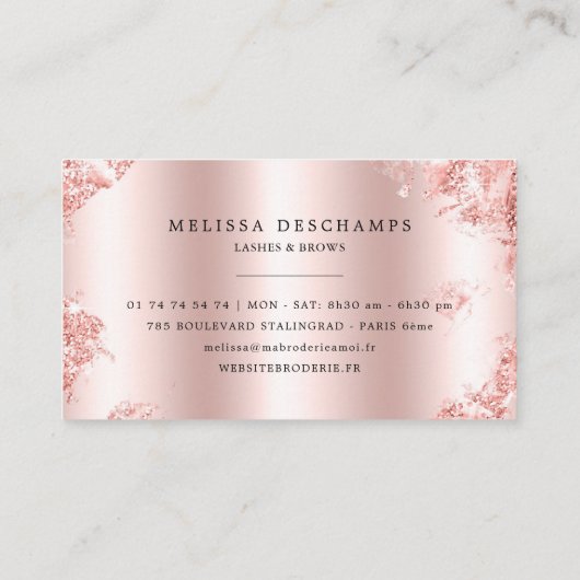 Makeup Artist Luxe Glitter Roos Gold Eyelashes Visitekaartje (Achterkant)