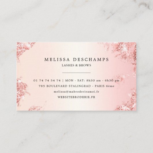 Makeup Artist Luxe Glitter Roos Gold Eyelashes Visitekaartje (Achterkant)