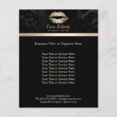 Makeup Artist Luxury Gold Lips Classy Black Floral Flyer (Voorkant)