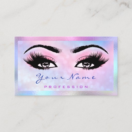 Makeup Artist Microblading Eyelash Holografen Roze Visitekaartje (Voorkant)