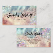 Makeup Artist Modern Glitter Gold Blauwgroen Visitekaartje (Voorkant / Achterkant)