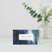 Makeup Artist Modern Navy Blue Waterverf Visitekaartje (Staand voorkant)