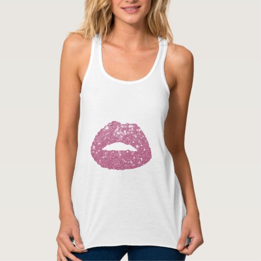 Makeup Artist Modern Pink Sequin Lips Tanktop (Voorkant)