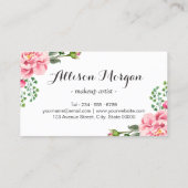 Makeup Artist Modern Script Girly Floral Wrapping Visitekaartje (Achterkant)