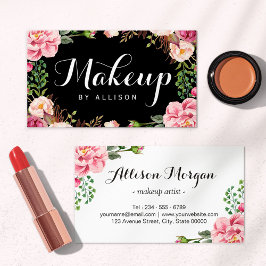 Makeup Artist Modern Script Girly Floral Wrapping Visitekaartje