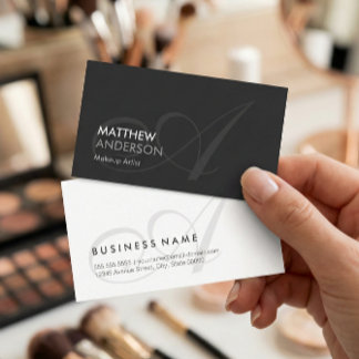 Makeup Artist - Modern Swash Monogram Visitekaartje