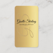 Makeup Artist Monogram Goud Zwart QR Code Visitekaartje (Voorkant)
