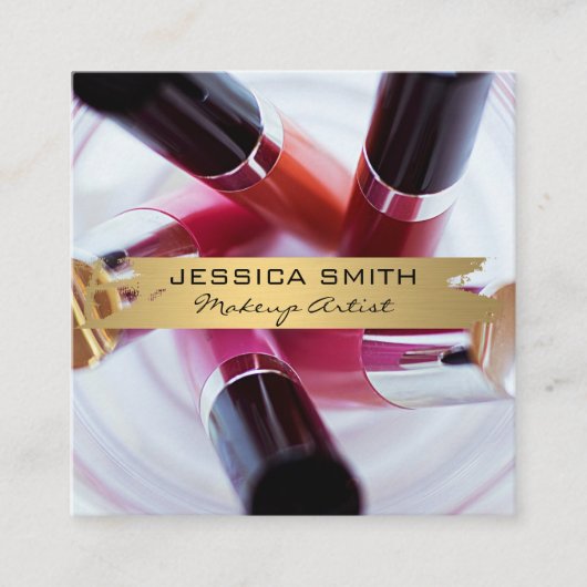Makeup Artist | Nail- en Makeup-tools Vierkante Visitekaartje (Voorkant)