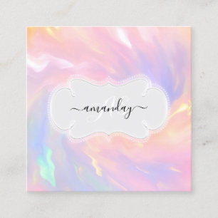 Makeup Artist Nails Lash Holograaf Unicorn Vierkante Visitekaartje