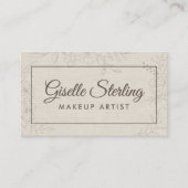 Makeup Artist Neutral Linen Floral Elegant Script Visitekaartje (Voorkant)
