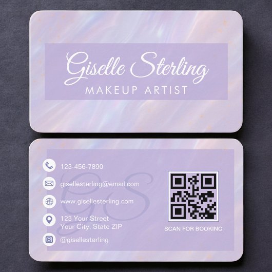 Makeup Artist Opal Iridescent QR Code Visitekaartje
