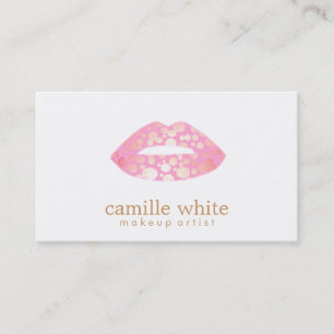 Makeup Artist Pink en Gold Lips Beauty Salon Visitekaartje
