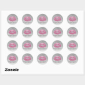 Makeup Artist Pink Lips Modern Silver Glitter Ronde Sticker (Vel)