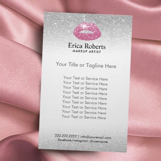 Makeup Artist Pink Lips Silver Glitter Salon Flyer