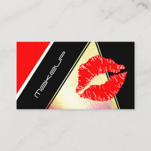 Makeup Artist Red Lips Gold Faux Modern Luxe Visitekaartje