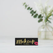 Makeup Artist Red Lips Gold Script Mini Mini Visitekaartje (Staand voorkant)