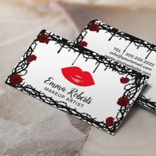 Makeup Artist Red Lips Gothic Beauty Salon Visitekaartje