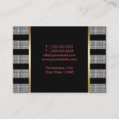 Makeup Artist Red Lips Modern Silver Stripes Visitekaartje (Achterkant)