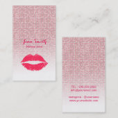 Makeup Artist Red Lips roze Silver Glitter Visitekaartje (Voorkant / Achterkant)