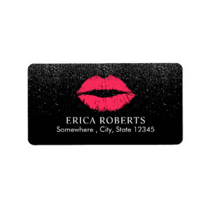 Makeup Artist Red Lips Trendy Black Glitter Salon Etiket