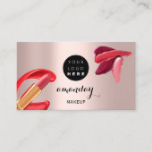 Makeup Artist Red Lipstick, aangepaste foto QR-cod Visitekaartje (Voorkant)