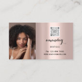Makeup Artist Rood Roze Lipstick QR-code Foto Visitekaartje (Achterkant)