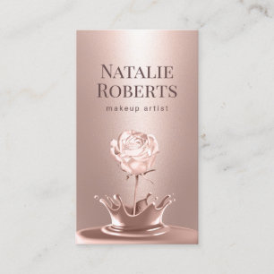 Makeup Artist Roos Gold Flower Splash Beauty Salon Visitekaartje