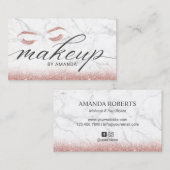 Makeup Artist Roos Gold Lashes Typography Marble Visitekaartje (Voorkant / Achterkant)