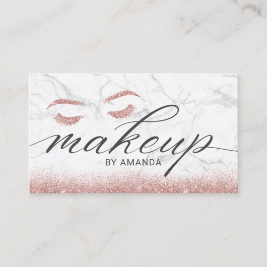 Makeup Artist Roos Gold Lashes Typography Marble Visitekaartje (Voorkant)