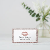 Makeup Artist Roos Gold LIps Leopard Border Visitekaartje (Staand voorkant)